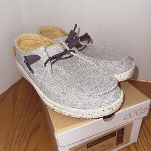 HEY DUDE Wendy Chambray White Blue Womens Shoes Size 7